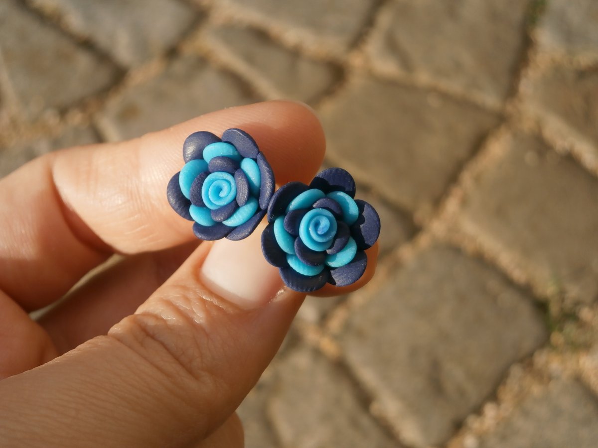 Náušnice kytičky modré