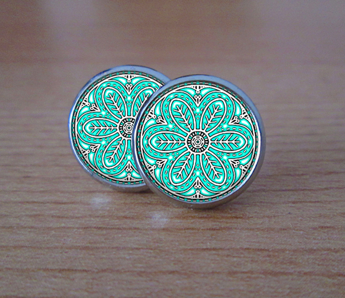 Blue flower -  náušničky puzetky 12 mm