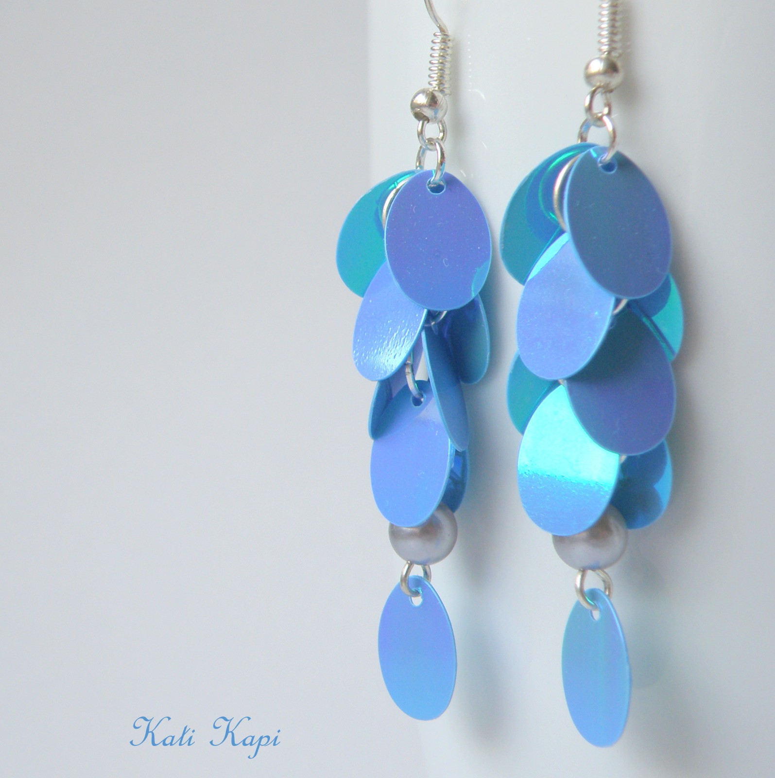 Náušnice modré lesklé ...