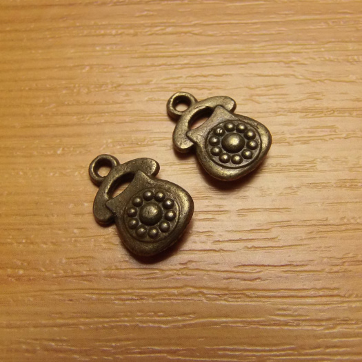 Telefon - starobronz - 15x10 mm - 2 kusy
