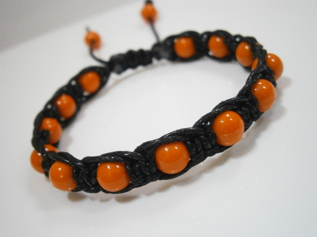 Shamballa náramek černý/oranžový