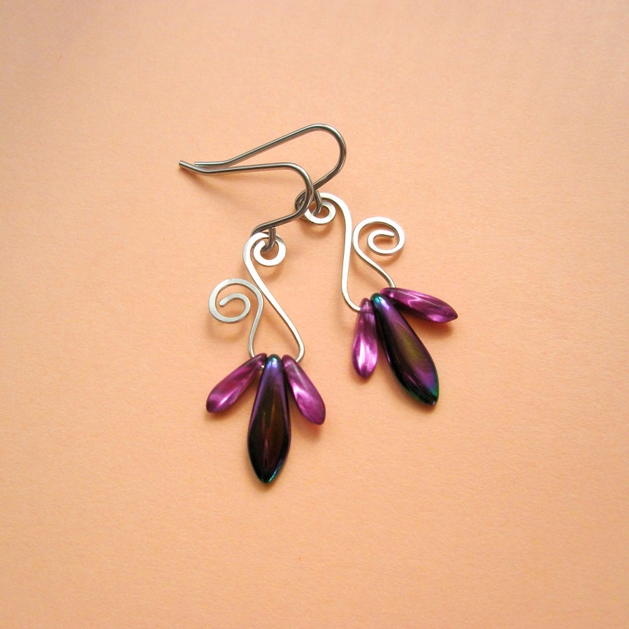 Náušnice ᴥ Orchid - chir. ocel