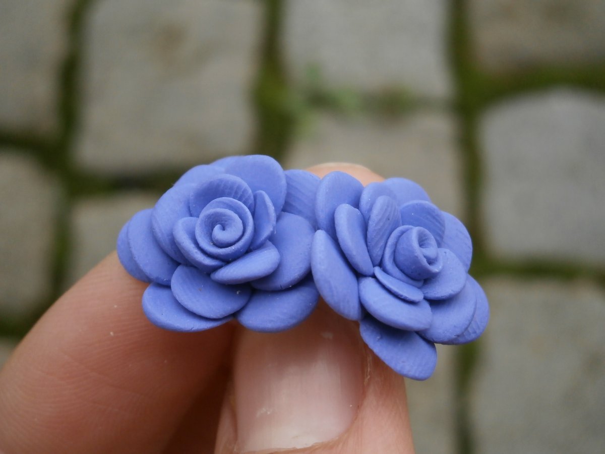 Náušnice růžičky modré