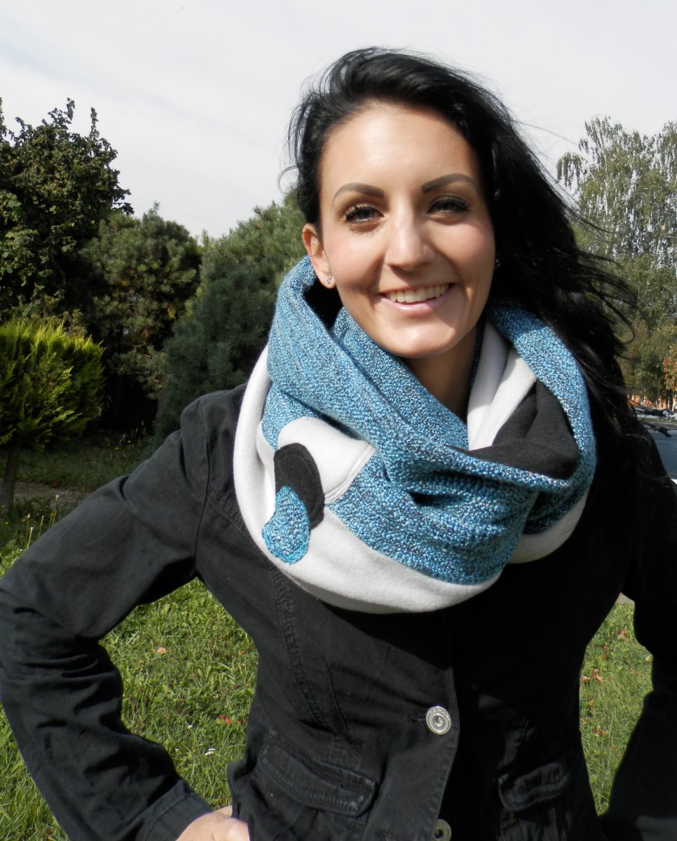 nákrčník,tunel,zimní  šedo modrý