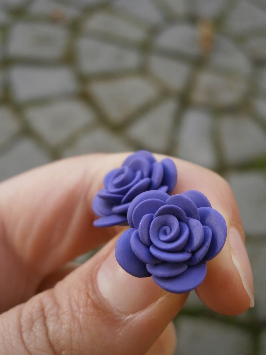 Náušnice růžičky fialkové - i pro alergiky