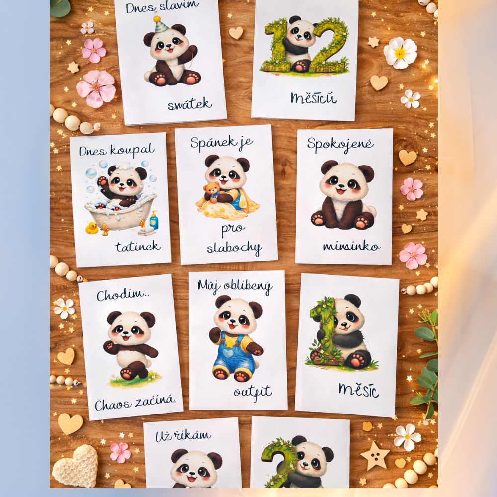 Milníkové kartičky Panda 52ks