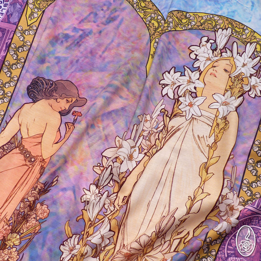 Látkový panel - Alfons Mucha Lilie a karafiát