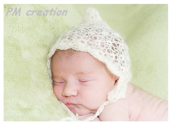 Čepička na focení miminek-bonetka pavouček krémová