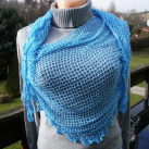 háčkovaný šátek - světle modrý, lesklý