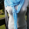 háčkovaný šátek - světle modrý, lesklý