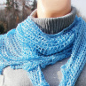 háčkovaný šátek - světle modrý, lesklý