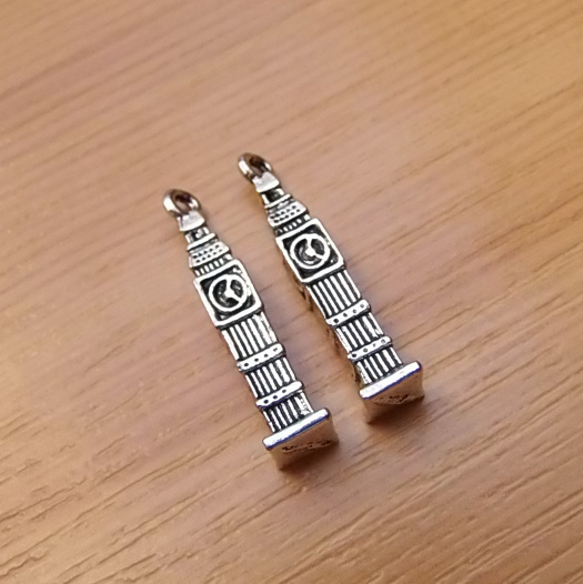 Big Ben - 5x25mm - stříbro - 2 kusy