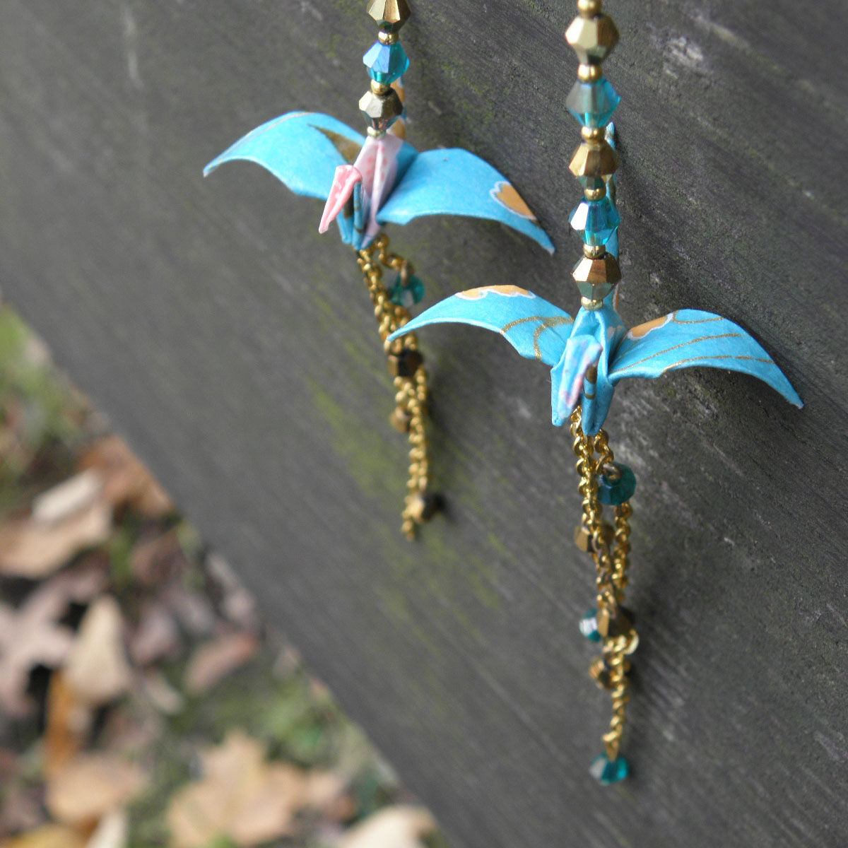  - origami jeřáb - exkluzivní náušnice