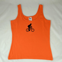 Oranžové dámské tílko s černým cyklistou L