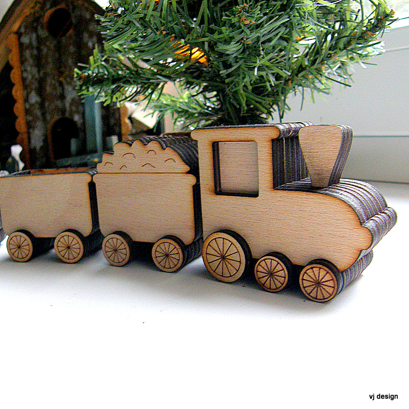 Stavebnice pro výrobu dřevěné dekorace - Vláček 1