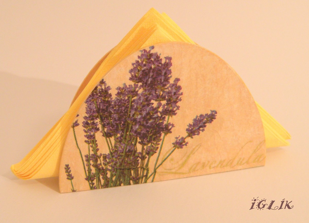 Stojánek na ubrousky přírodní Levandulový