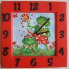 Dětské závěsné hodiny - Zamilované žáby