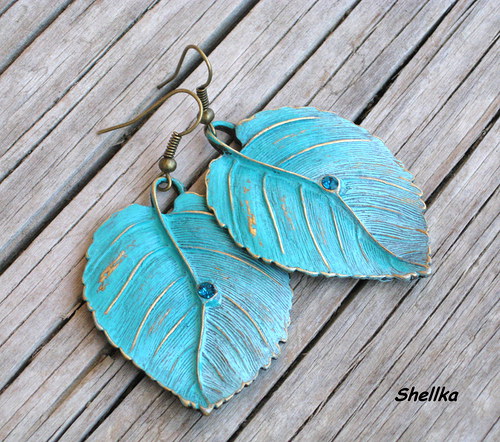 Náušnice ,,TURQUOISE LEAVES,,