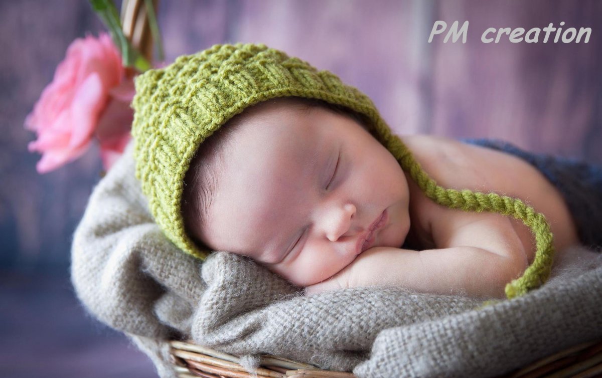 Čepička na focení miminek- bonetka hráškově zelená