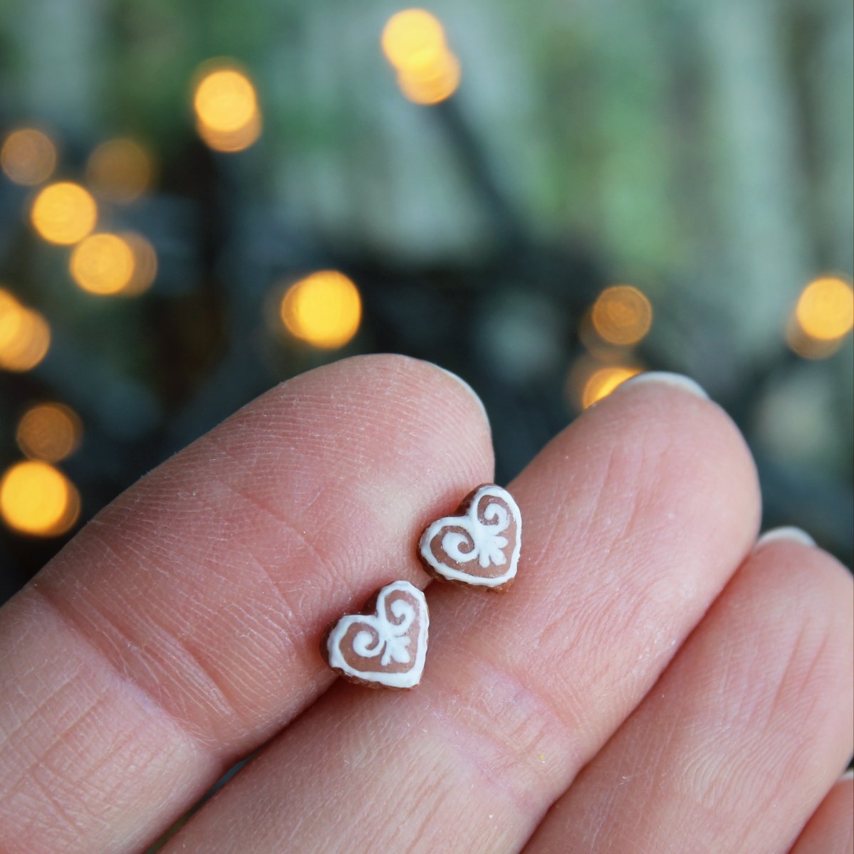 Pidi perníková srdíčka, fimo náušnice, vtipné, pecky