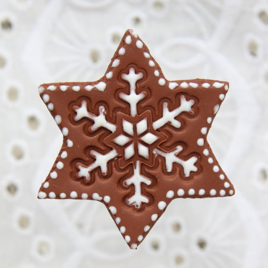 Perníková vločka,  vánoční brož, fimo, polymer