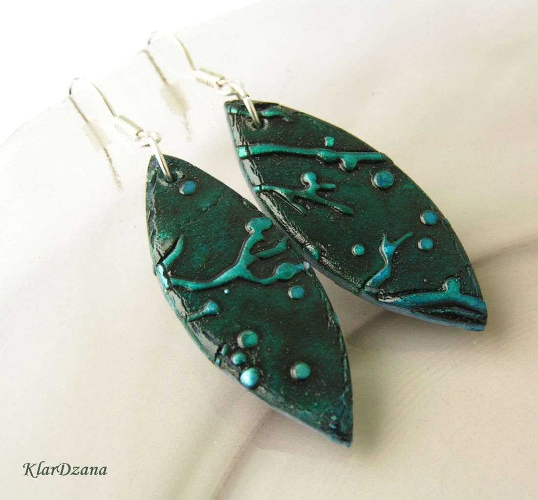 Náušnice Petrol lístky