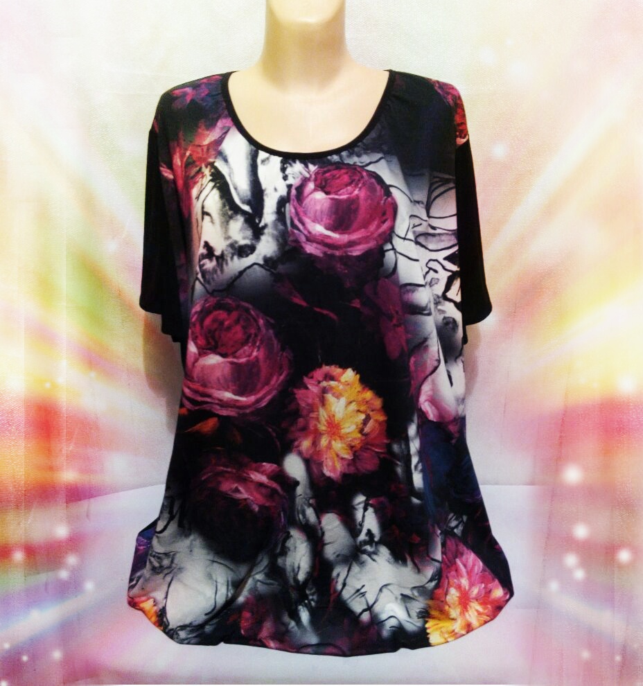 TRIČKO VELKÉ KVĚTY RŮŽÍ