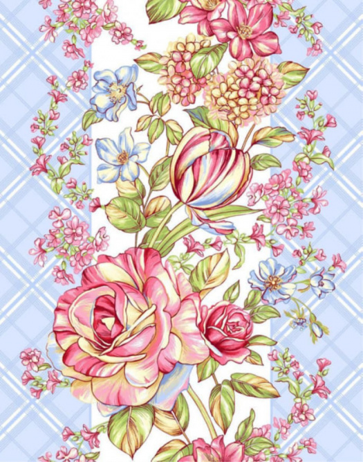 Bavlněné vaflové piké šíře 50 cm (10cm) - květy