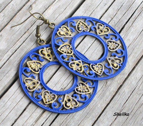 Náušnice modré patinované