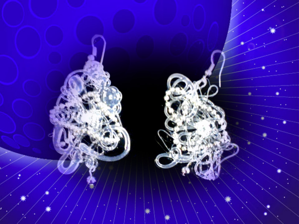 Náušnice průhledné s kuličkovým řetízkem