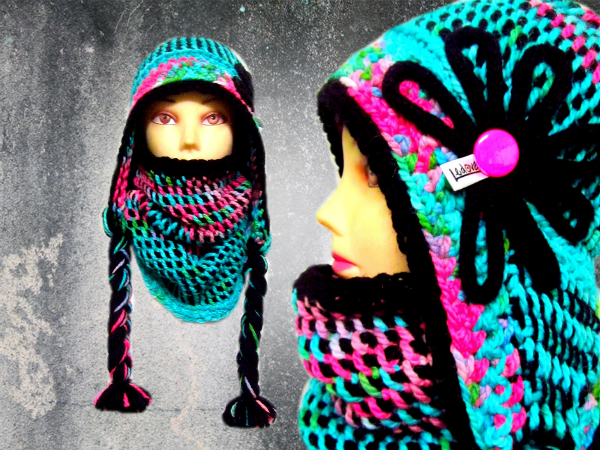 Alpaka/vlna - ušanka a nákrčník 1414