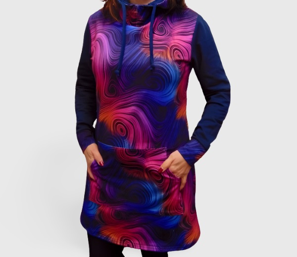 Mikinové šaty s kapucí - duhovky S - XXXL