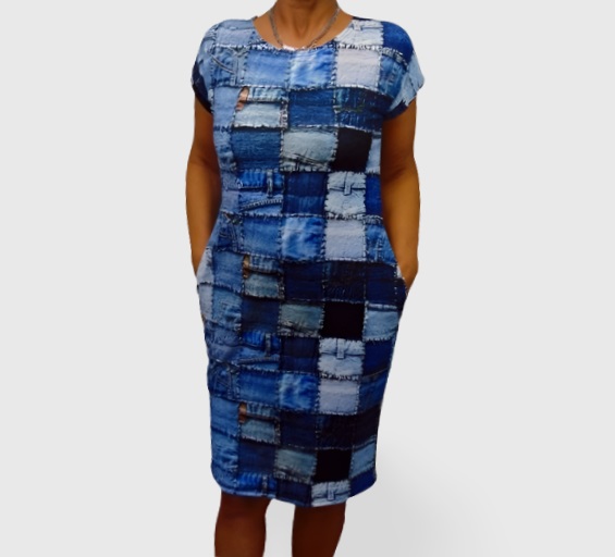 Šaty s kapsami - jeans kostky S - XXXL