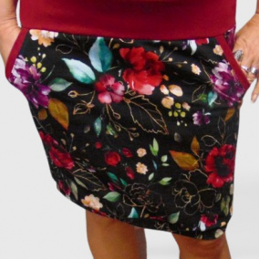 Sukně květy na černé S - XXL