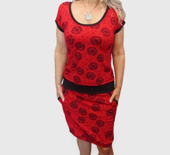 Šaty pampelišky na červené XS - XXXL