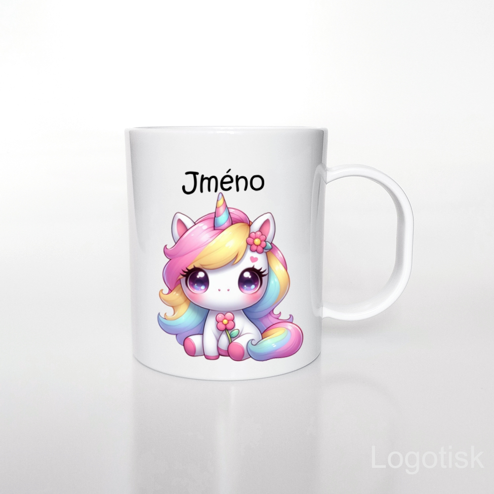 Plastový hrníček pro děti potisk JEDNOROŽEC se jménem