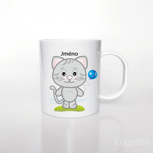 Plastový hrníček pro děti KOCOUREK se jménem