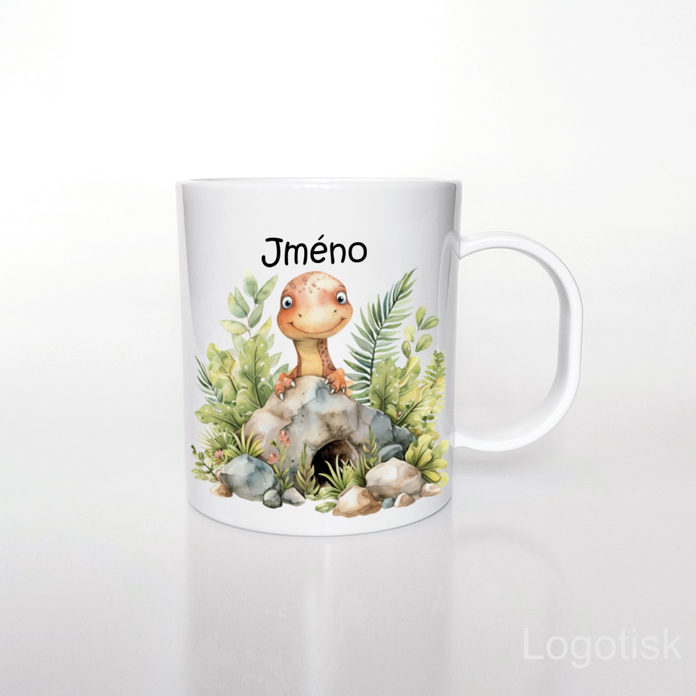Plastový hrníček pro děti potisk DINO se jménem