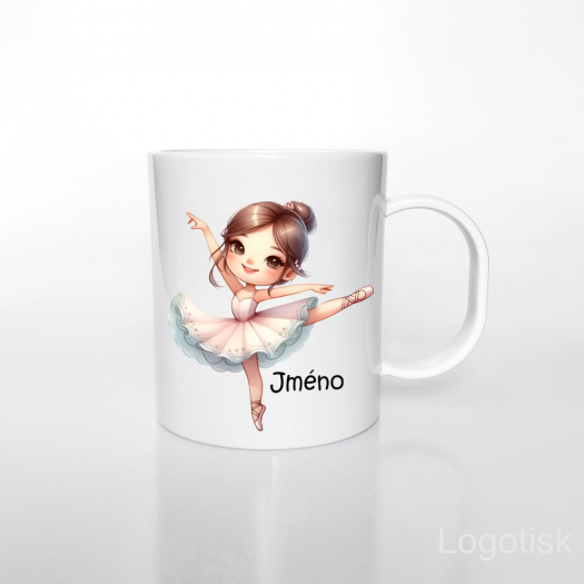 Plastový hrnek s potiskem BALETKA - BALERÍNA se jménem
