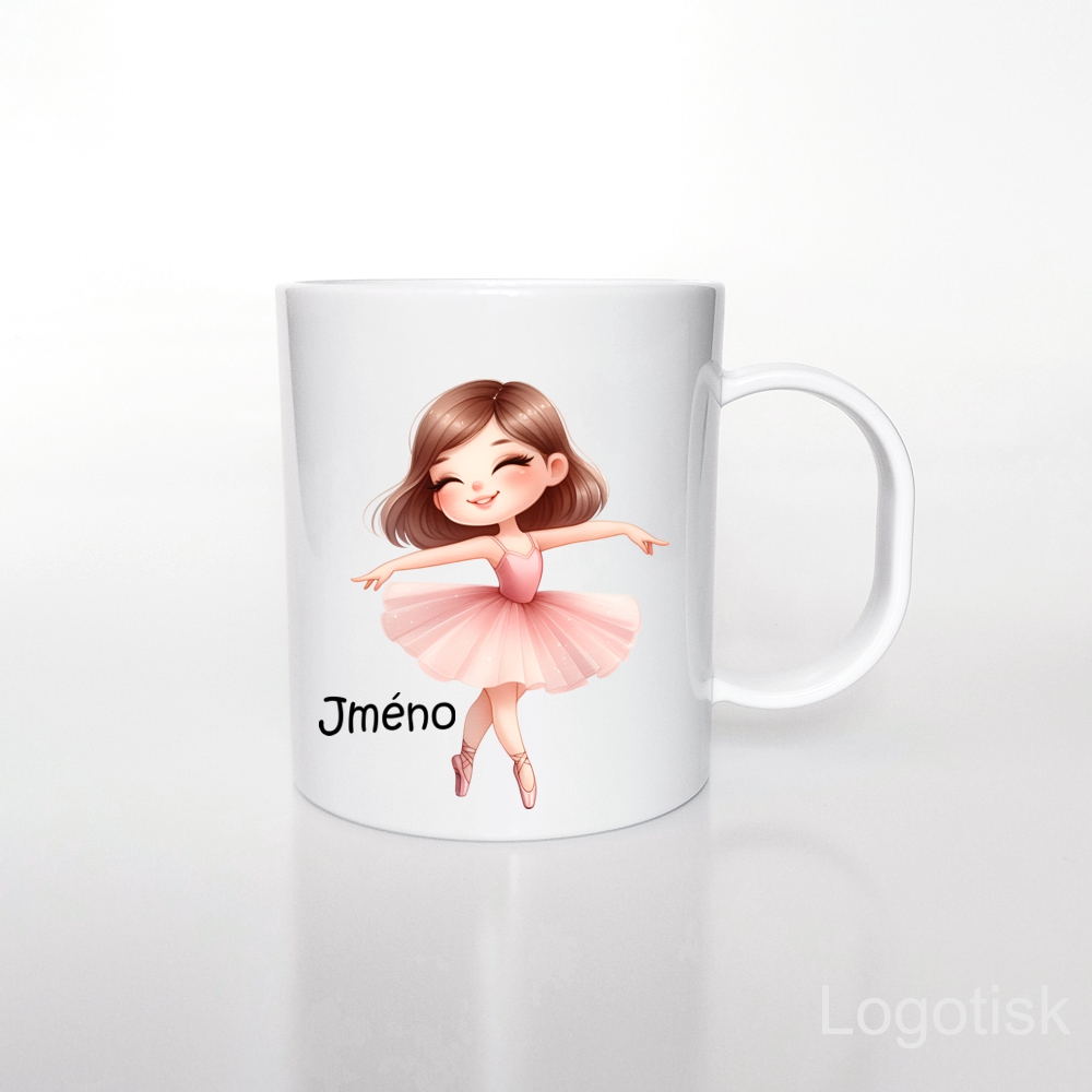 Plastový hrnek potisk BALETKA - BALERÍNA se jménem