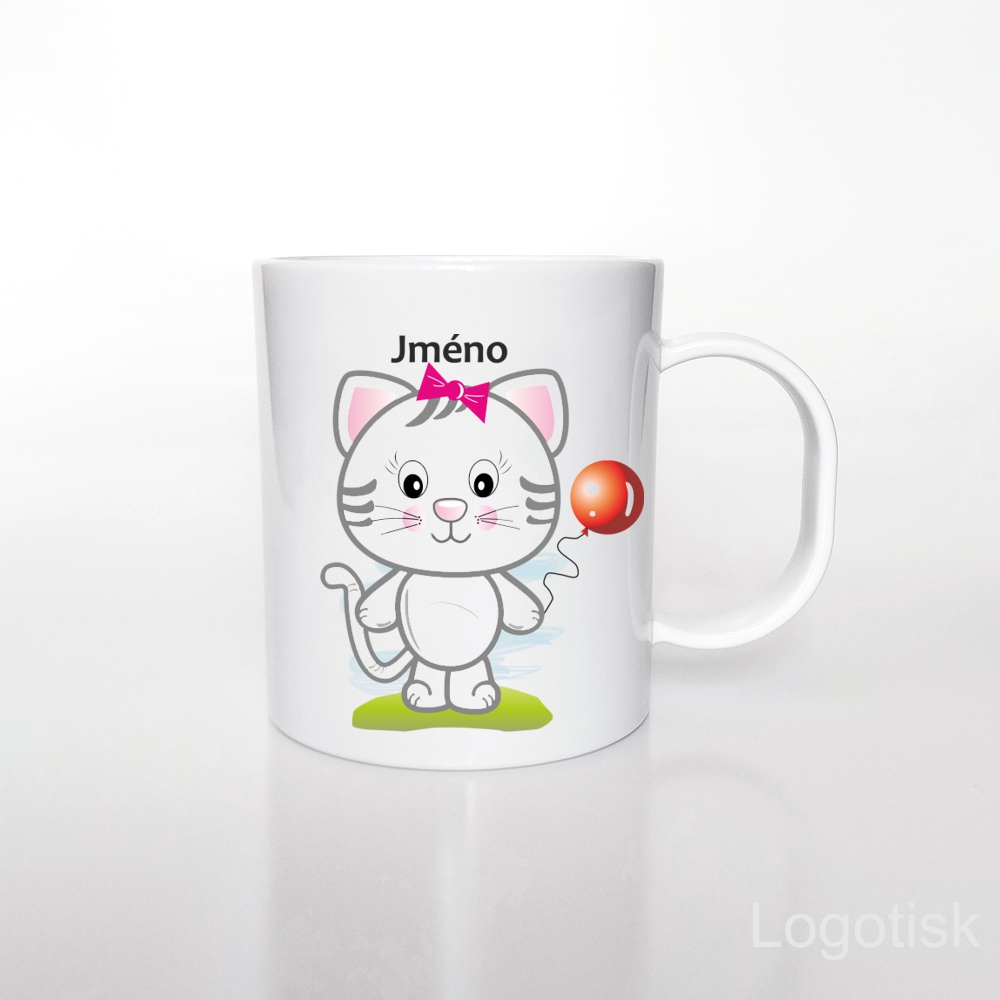 Plastový hrníček pro děti KOČIČKA se jménem