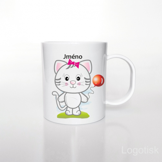 Plastový hrníček pro děti KOČIČKA se jménem