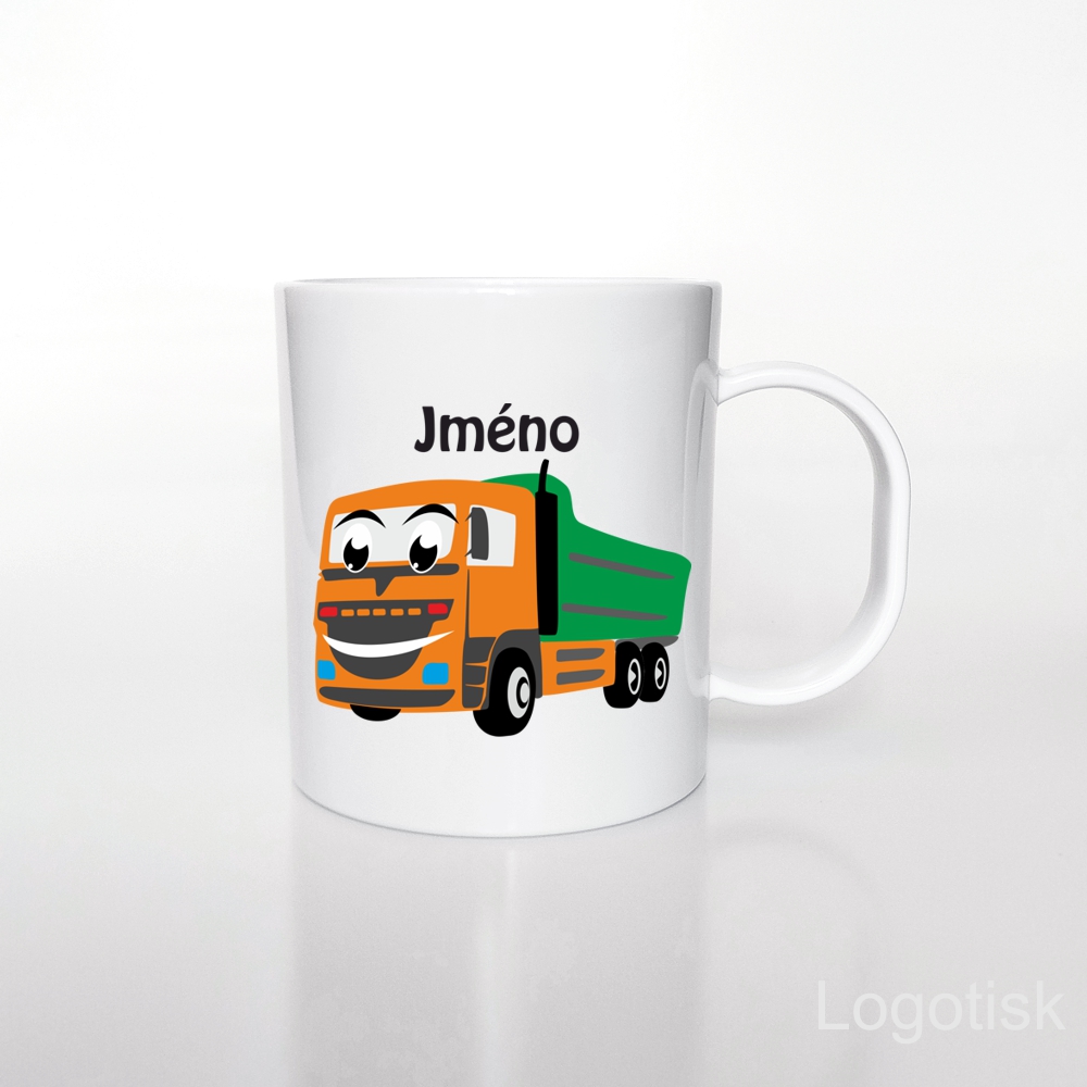 Plastový hrníček pro děti Náklaďák se jménem