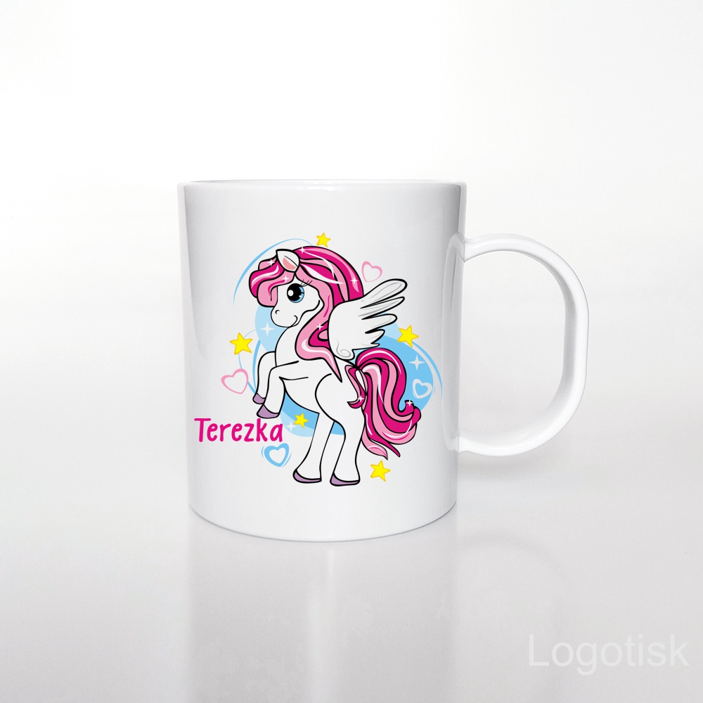Plastový hrníček pro děti fantasy Poník se jménem