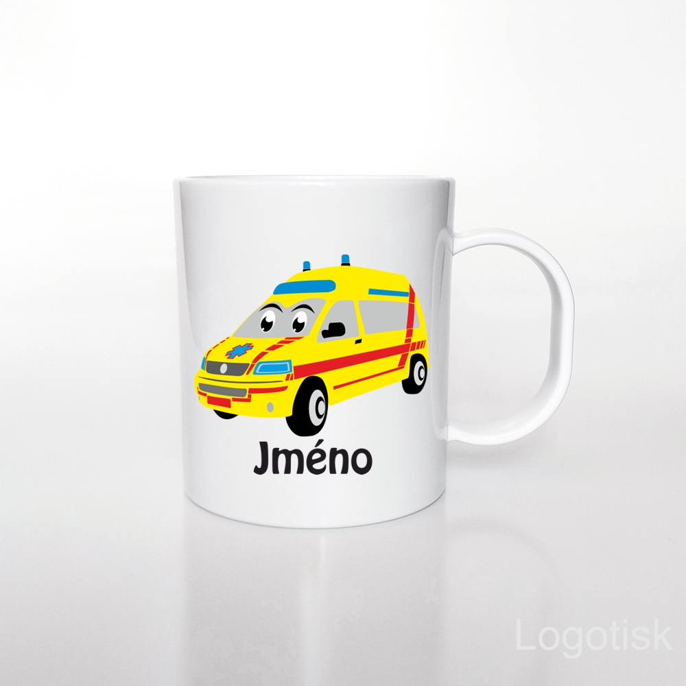 Plastový hrníček pro děti Sanitka se jménem