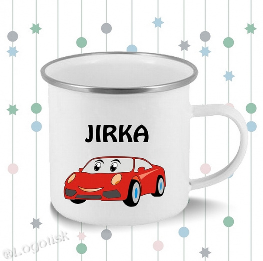 Plechový hrnek potisk auto Sporťák se jménem