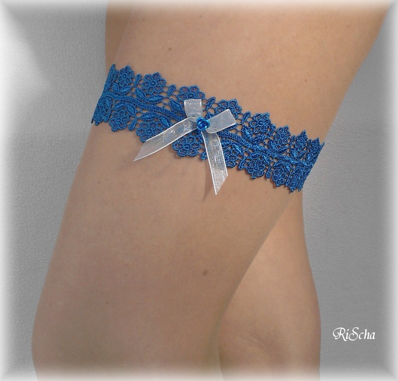 KRAJKOVÝ SVATEBNÍ PODVAZEK modrý