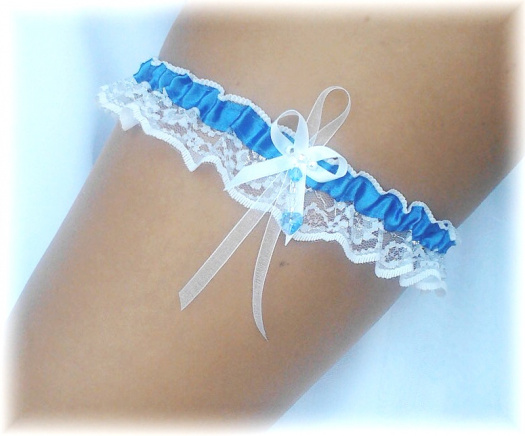 PODVAZEK - SVATEBNÍ Swarovski - bílo-modro-stříbrný