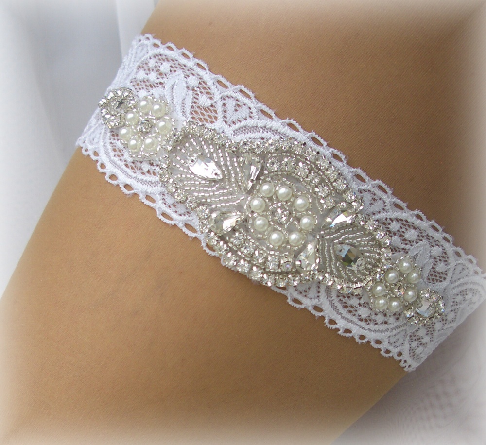 PODVAZEK - LUXUSNÍ KRAJKOVÝ / ŠTRASOVÝ SVATEBNÍ 