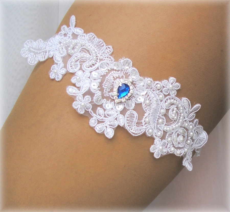 PODVAZEK - KRAJKOVÝ SVATEBNÍ modrý krystal